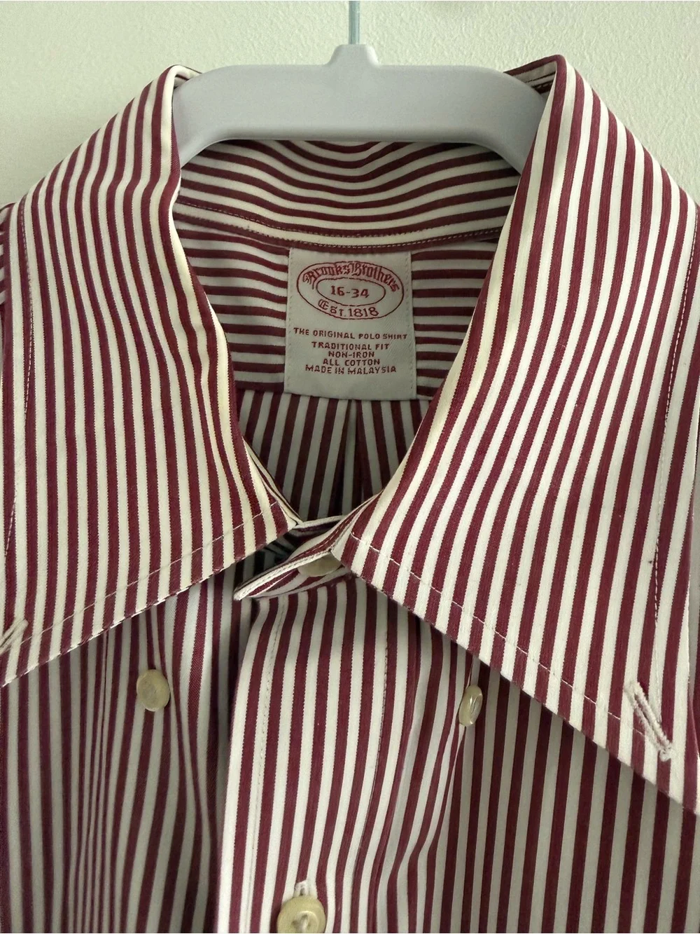 Brookes Brothers Men's Striped Button-Down Shirt - Red/White